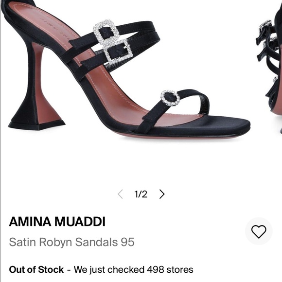Amina Muaddi Robyn Sandal size 37.5 in black with crystals - Picture 3 of 7